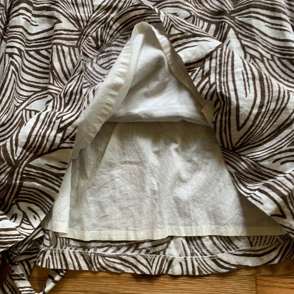 Talbots Skirt Womens 8 Brown Floral Irish Linen Belted Lined Safari Boho Outdoor - Picture 3 of 6